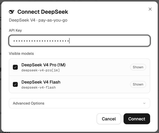 DeepSeek preset connection form